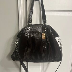 Coach dark brown shoulder bag with matching wallet. Authentic